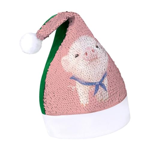 Cmagnifico Weihnachtsmütze mit Pailletten für Erwachsene, rosa Schweinehut für verschiedene Feiertagsfeiern von Cmagnifico