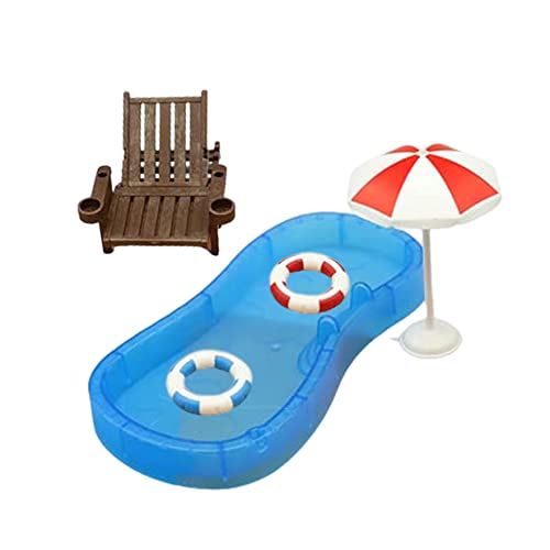 Cndiyald 1 Set Doll House Simulation Süßes Mini Home Swimming Pool Beach Stuhl Modell Set kleine Ornamente Kinderspielzeug Puppenhausdekoration von Cndiyald