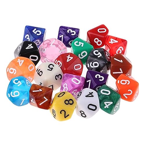 Cndiyald Acryl 10-seitige Zahlen Würfel mit viel facettenreicher Würfel transparent digitales Würfel-Accessoires Würfel für Table Game Kids Math Praxis 20pcs von Cndiyald