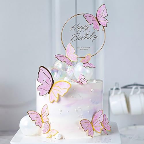 Cndiyald Cake Toper Butterfly Cupcake Toper 3D Schmetterling Kuchen Dekor Hohlpapier Schmetterling für Geburtstagsfeier Versorgung 11pcs von Cndiyald