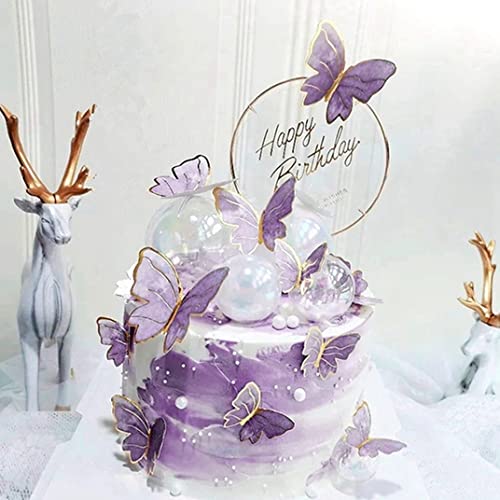 Cndiyald Cake Toper Butterfly Cupcake Topper 3D Schmetterling Kuchen Dekor Hohlpapier Schmetterling für Geburtstagsfeier Versorgung 11pcs lila von Cndiyald