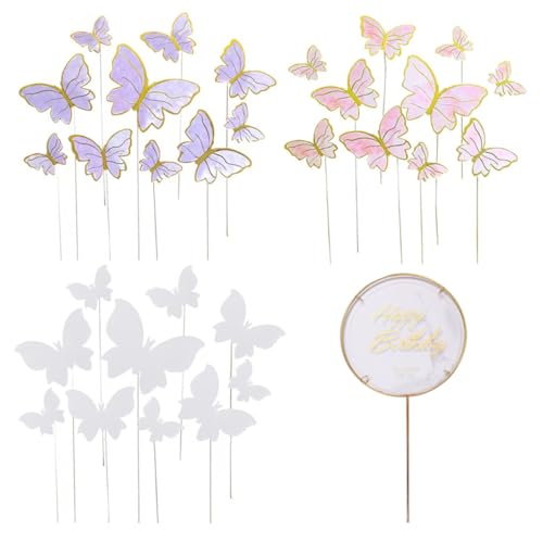 Cndiyald Cake Toper Butterfly Cupcake Topper 3D Schmetterling Kuchen Dekor hohlen Schmetterling für Geburtstagsfeiern Versorgung 11pcs Weißer Kuchen Cupcake Topper von Cndiyald