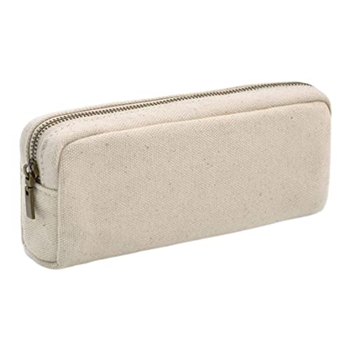 Canvas Make -up -Tasche Bleistiftpenst Gehäuse, große Kapazitäts Bleistiftbeutel Leinwand Make -up -Tasche für Mädchen- und Jungen -Büro -Briefpapierorganisator - Beige von Cndiyald