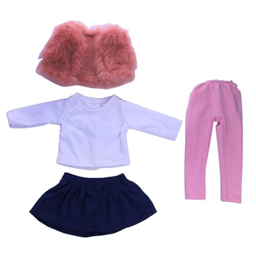 Cndiyald 18-Zoll-Puppenkleidung, Winter-Outfit-Puppenkleidung beinhaltet Weste, Rock, Leggings und langärmeliges Hemd-Babypuppenkleidung für 18 Zoll, 18 Zoll Puppenzubehör von Cndiyald