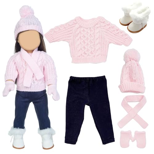 Cndiyald 18 Zoll Puppenkleidung süße amerikanische Puppenkleidung gestrickte Doll Outfits Beinhaltet Pullover Hosen Hats Handschuhe Schuhe Schals für Wintergeschenk von Cndiyald