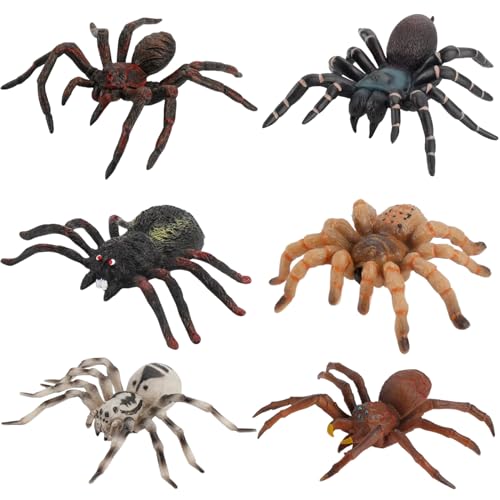 Cndiyald 6pcs realistische Tierfiguren, gefälschte Spinnen -Tarantula -Spielzeug, Bildungs ​​Halloween Streichprops, Partyzubehör für Kinder von Cndiyald