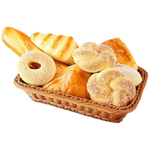 Cndiyald 8pcs Fake Bread Set mit Korb 1: 1 Realistische Aufklärung und Duft gefälschter Lebensmittel Brot Künstliche Bäckerei Dekor, realistisches Essen von Cndiyald