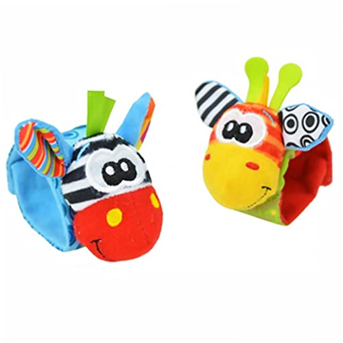 Cndiyald Animal Shaker Toy Baby Baby Rassle, Kinder Armband Kids Armband Armband Weiche Plüschpädagogische Rasseln Spielen Spielzeuggeschenke zufällige Farbe 2 PCs von Cndiyald