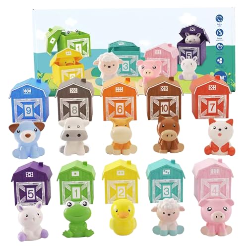 Cndiyald Baby Farm Animal Toys 20pcs/Set Cartoon nummeriertes lebendiges Kleinkind Lernen Spielzeug süße Entwicklungs-Kind-Kind-Farm-Spielzeug-Geburtstagsgeschenk, Nutztiere für 2-Jährige von Cndiyald