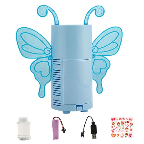 Cndiyald Bubble Maker Bubble Machine Butterfly Automatische Bubble Maker mit Lösungen Bubble Blower -Spielzeug mit LED, Musik für Kleinkinder Geburtstagsfeier 20 Löcher Blau von Cndiyald