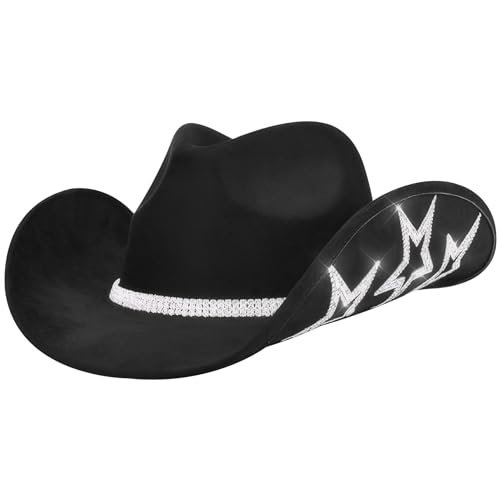 Cndiyald Cowgirl Hut Western Strass Cowgirl Hat Weitkandid von Cndiyald