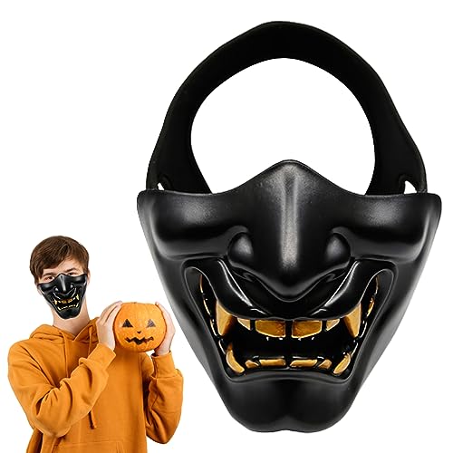 Cndiyald Dämon halbe Gesichtsmaske böse halbe Gesichtsmaske Dämon Untergesichts Schutzmaske TPU Golden für Airsoft CS Game Halloween Party Schwarz von Cndiyald