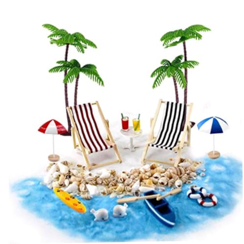 Cndiyald Doll House Beach Set Doll House Accessoires 18pcs/Set Miniature Beach Set Miniatur Beach Set Summer Beach Micro Landscap für Weihnacht Dollhouse Dekoration von Cndiyald