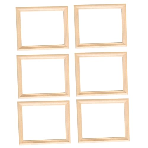 Cndiyald Dollhouse Bildrahmen Miniatur Bildrahmen 6PCS Holz 1/12 Skala Dollhouse Bildrahmen unvollendete DIY Rechteck Miniaturrahmen für Kinderzimmerfoto -Requisiten von Cndiyald