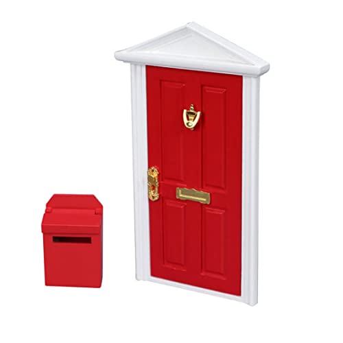 Cndiyald Dollhouse Door und Mini Mailbox 1:12 Hölzer Dollhouse Möbeltür Haus Miniaturmöbel Mailbox Dekorationen für DIY -Szenenstil 2 von Cndiyald