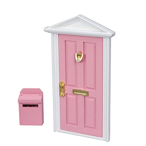 Cndiyald Dollhouse Door und Mini Mailbox 1:12 Hölzer Dollhouse Möbeltür Haus Miniaturmöbel Mailbox Dekorationen für DIY -Szenenstil 3 von Cndiyald