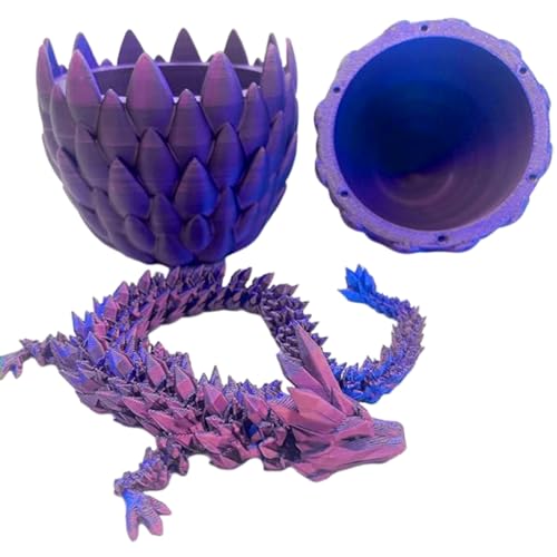 Cndiyald Dragon Eggon Egg mit Drachen im 3D -gedruckten artikulierten flexiblen Drachenspielzeug Pla Stress Relief Dragon Egei Spielzeug Geschenk, lila von Cndiyald