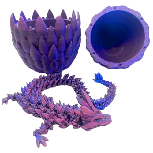 Cndiyald Dragon Eggon Egg mit Drachen im 3D -gedruckten artikulierten flexiblen Drachenspielzeug Pla Stress Relief Dragon Egei Spielzeug Geschenk, lila von Cndiyald