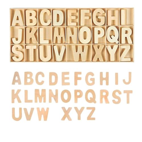 Cndiyald Englische Buchstaben in Einer Schachtel Holz Großbuchstaben, englische Buchstaben in Einer Schachtel, DIY Natural Holz Alphabet Naturalfarbe von Cndiyald