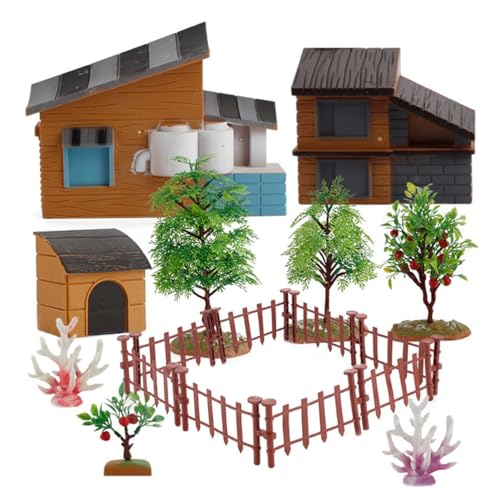 Cndiyald Farm World Playset Farmhouse Model Set Simulation Farmhouse Szene Model Kinder Puppenhaus Spielzeugzubehör von Cndiyald