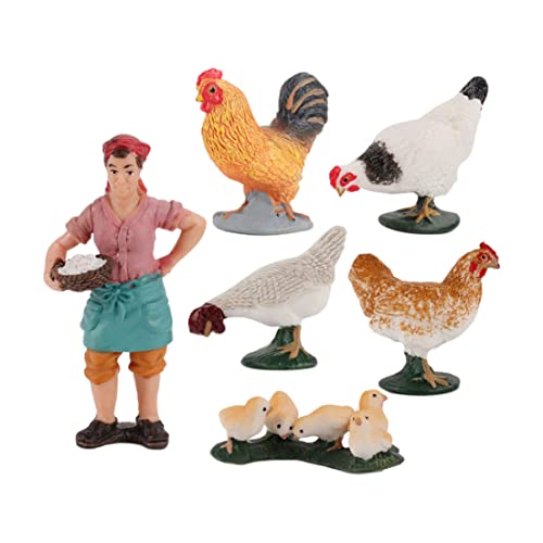 Cndiyald Farmmodellfiguren Spielzeugbauern Keeper Chicken Figuren Sammlung Spielset 6PCs von Cndiyald