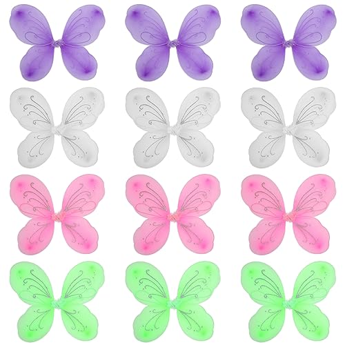 Cndiyald Flügel für Mädchen 12pcs 16.54x13.78inch niedliche Cartoon Dekorative Nylon -Schmetterling für Halloween, für Mädchen von Cndiyald