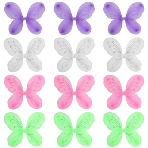 Cndiyald Flügel für Mädchen 12pcs 16.54x13.78inch niedliche Cartoon Dekorative Nylon Schmetterling für Halloween Cosplay Kostüm Geburtstagsfeier, Kinder von Cndiyald