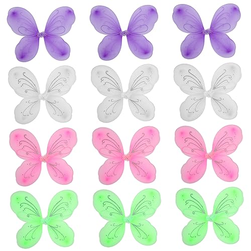 Cndiyald Flügel für Mädchen 12pcs 16.54x13.78inch niedliche Cartoon Dekorative Nylon -Schmetterling für Halloween Cosplay Kostüm Geburtstagsfeier für Mädchen von Cndiyald