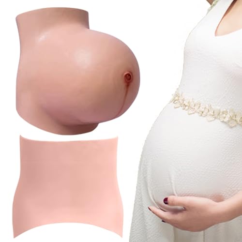 Cndiyald Gefälschte Schwangerschaftsbauchbauch falsch schwangere Bauch 6-8 Monate gefälschte Schwangerschaft Bauch Realistische Silikon Künstliche Baby Beule weiche Haut Berührung tragbarer schwange von Cndiyald