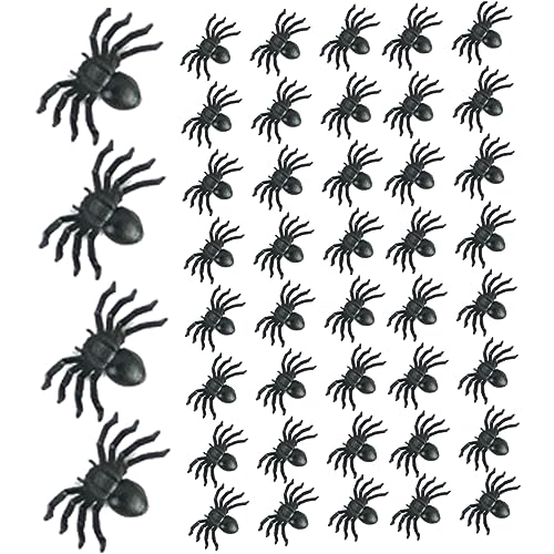 Cndiyald Gefälschte Spinnenspielzeug Halloween Spider 50pcs Kleine Schwarze Plastik Fake Spider Toys 0,79 x 0,51 Zoll Horror Halloween Streichprops für Party Decor Style11 von Cndiyald