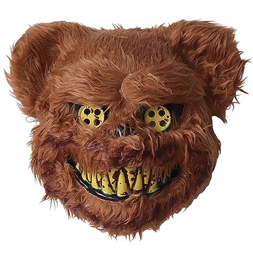 Cndiyald Halloween Maske Scary Bloody Plüsch hohl elastischer Stirnbandbärenmaske für Erwachsene Kinder Horrormaske für Cosplay Kostümparty Karneval Streich, Bunny Mask von Cndiyald