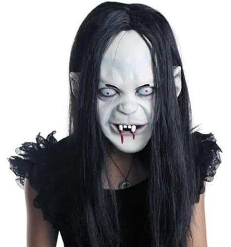 Cndiyald Kamala Harris Maske Halloween Halloween Horror Grimace Ghost Mask Scary Zombie Emulsion Haut mit Haaren (schwarzes Haar), 25 * 21 cm von Cndiyald