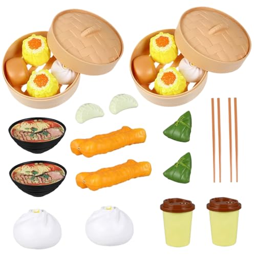 Cndiyald Kinder Food Toys, 2 Sets Plastik Chinese Dim Sum Kinderspielzeug Realistisches chinesisches Frühstück tun Spiel Spielzeug, Kinder Spielen Küchenzubehör von Cndiyald