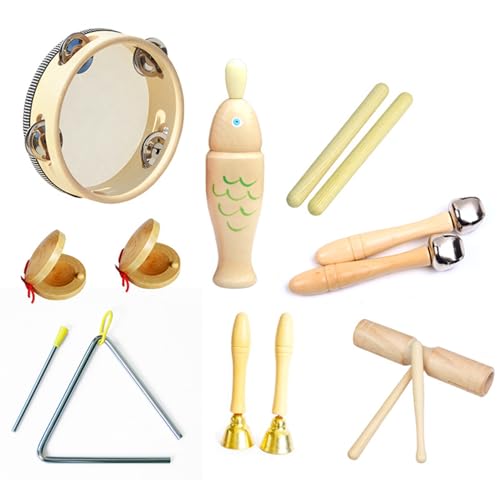 Cndiyald Kinder Musikinstrumente, 8pcs Holzbaby -Musikinstrumente, Musikaufklärung Percussion Toys, Montessori Holzspielzeug für Kleinkinder von Cndiyald