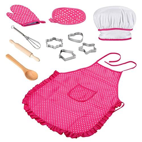 Cndiyald Küche Backkleidung Kinderkoch Set für Kids Kitchen Rollenspiel Koch Kostüm mit Schürzekoch Hut Utensilien Kochen von Cndiyald