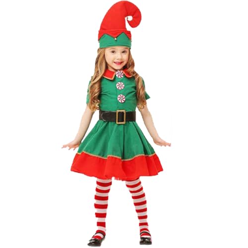 Cndiyald Mädchen Elf Kostüm 1 Set niedliche klassische verstellbare Gürtel Elf Kostüm Polyester Halloween Kostüm Weihnachtskostüm für Kinder für Cosplay -Bühne Karneval, Größe 100 von Cndiyald