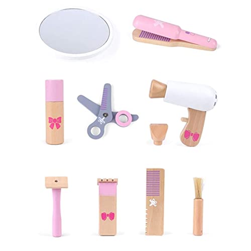 Cndiyald Make-up für Mädchen, Make-up Set Toy Holz Make-up Set Rollenspiele Geburtstagsgeschenk für Kinder 9pcs Basic von Cndiyald