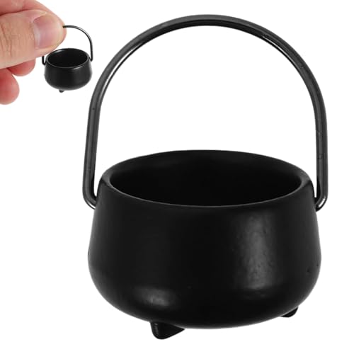 Cndiyald Mini Cauldron 0,8 '' Halloween Cauldron mit Griff 1:12 Puppenhauszubehör Mini Kessel Gusseisen Halloween Dollhouse nur Miniaturen Caudron von Cndiyald