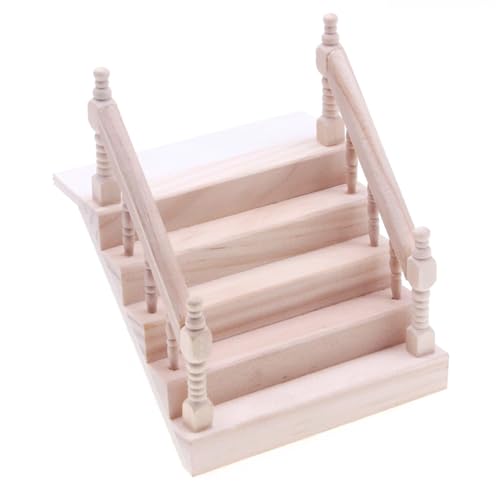 Cndiyald Mini Dollhouse Möbelpuppenhaus Treppe 1:12 Waldpuppenhaus Treppe mit Handlauf DIY von Cndiyald