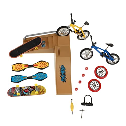 Cndiyald Mini -Fingerspielzeug Finger Skateboards Spielzeug Set Skate Park Kit Mini Scooter Fahrrad Fahrrad Skateboard Veranstaltungsort Set für Kinder Hände Training 1 Pack von Cndiyald