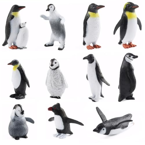 Cndiyald Mini -Penguin -Figuren, 11pcs Meerestierfiguren, Harz -Charm -Pinguin, Plastikpinguinspielzeug, Tierpinguindekorationen von Cndiyald