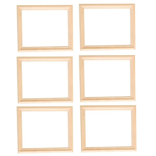 Cndiyald Miniaturbilderrahmen 6pcs Holz 1/12 Skala Puppenhaus Bildrahmen unvollendete DIY -Rechteck -Miniaturrahmen für Kinderzimmerfoto -Requisiten von Cndiyald