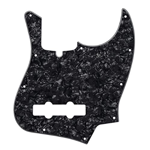 Cndiyald Musikinstrumente Zubehör 10 Loch Jazz Bass Pickguard 4 Ply -Kratzer, Musikinstrumentenzubehör für amerikanische/mexikanische Standard -Madguard Jazz Bass 4 String Model Gitarre (Black Pearl) von Cndiyald