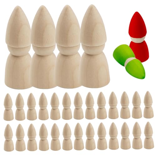 Cndiyald Peg Dolls 30 Prozent 3 Zoll Naturhölzernstiftpuppen unvollendete Holzstifte Puppenkörper kreative Peg -Menschen für Kinder, Peg Puppen unvollendet von Cndiyald