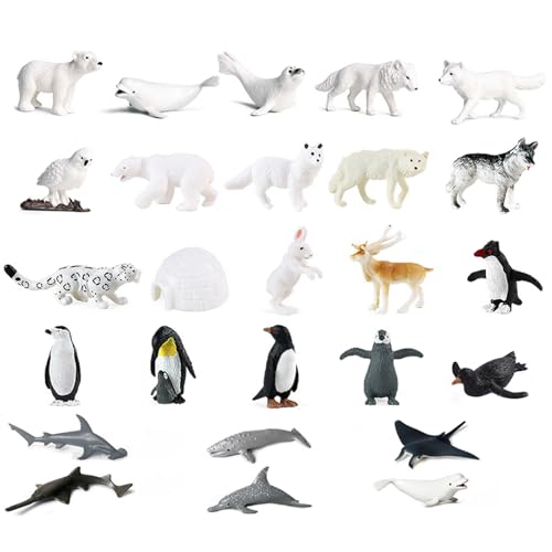 Cndiyald Polartiere Figuren, 26pcs Seetier Spielzeugset, arktische Tiere Figuren Set, Tierspielzeugfiguren Set, Tiere Spielzeug für Kinder von Cndiyald