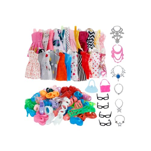 Cndiyald Puppenpartykleider Doll Kleidung Accessoires Prinzessin Party Kleider Schuhe Taschen Schmuck Set Kinder Spielzeugkleidung Geburtstag Geschenke für Mädchen 32pcs von Cndiyald