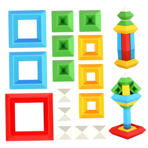 Cndiyald Pyramid -Stapelspielzeug 15pcs Bausteine ​​helle Farbpyramidengebäude Spielzeug für Kinder Early Educational Toy Building Spielzeug für Kinder von Cndiyald