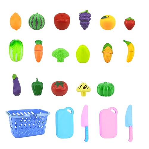 Cndiyald Spielen Sie Küchenset, tun Sie das Spiel mit Food Set Plastik, Schneiden von Obst und Gemüse Spielzeugsimulation Bildungsset 24 pcs von Cndiyald