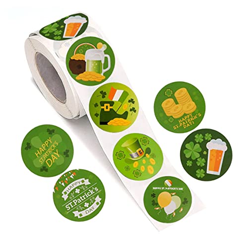 Cndiyald St. Patrick's Day Aufkleber Irish Shamrock Clover Aufkleber Green Lucky Sticker für Partyzubehör 1Roll Sticker von Cndiyald