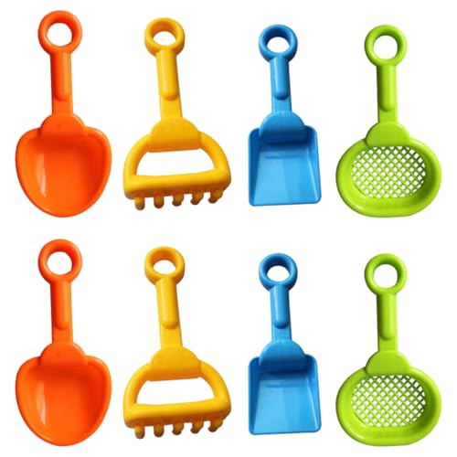 Cndiyald Strandspielzeug Rechen 8pcs Kinder Strand Sandschaufeln Plastik Rake Strand Sand Sifter Spielzeugschaufel Garten Strand Sandschaufeln Spielzeug Set für Teenager, 4 Stile (zufällige Farbe) von Cndiyald